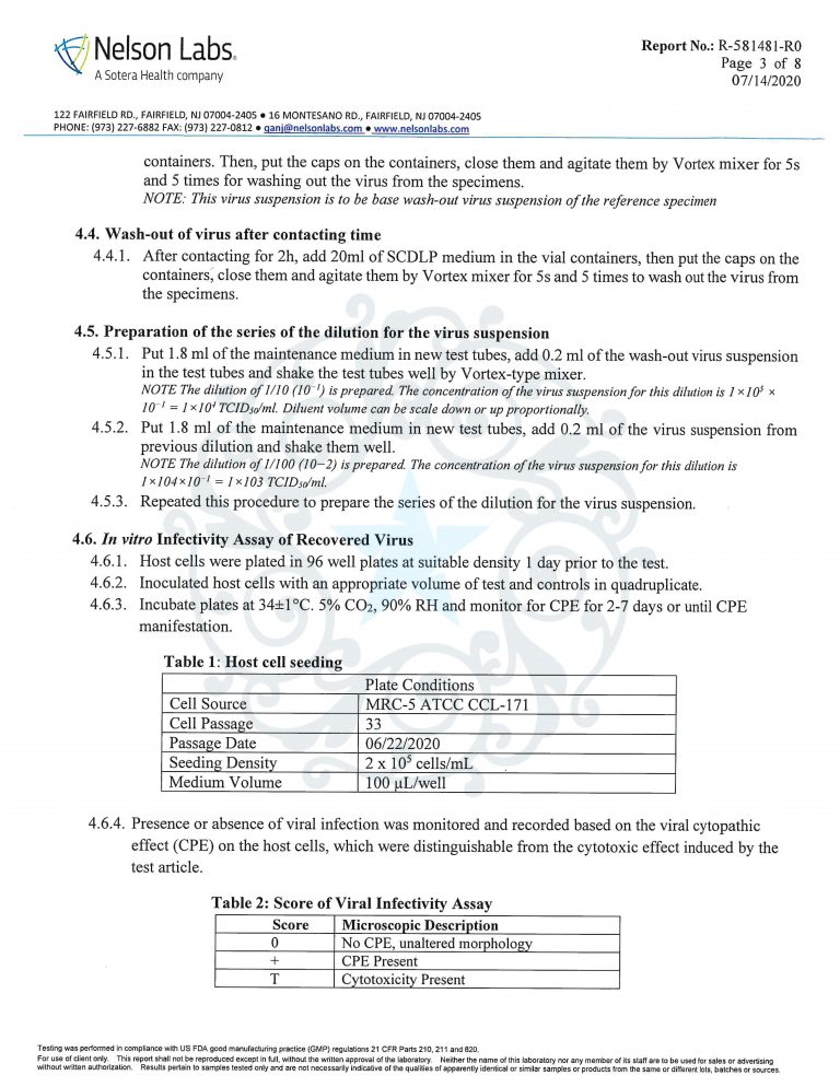 Test report -Human Corona Viraus (229E) ISO 18184 Multi Surface Self Protecting Nano Coating_003