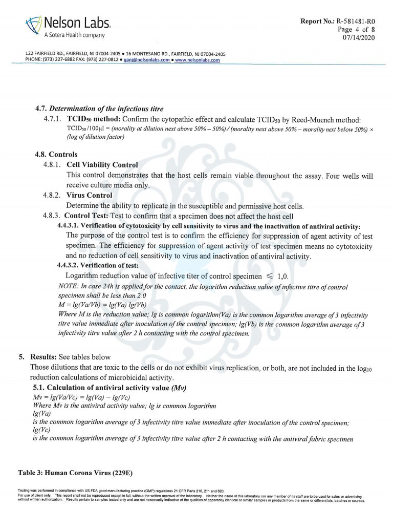 Test report -Human Corona Viraus (229E) ISO 18184 Multi Surface Self Protecting Nano Coating_004