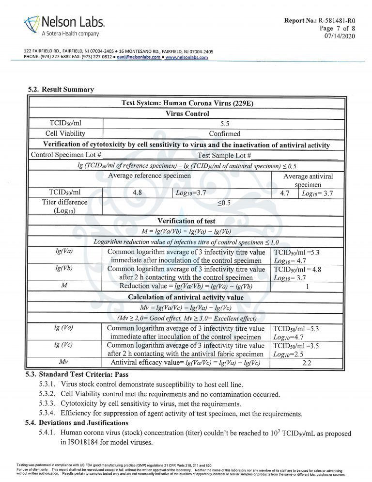 Test report -Human Corona Viraus (229E) ISO 18184 Multi Surface Self Protecting Nano Coating_007